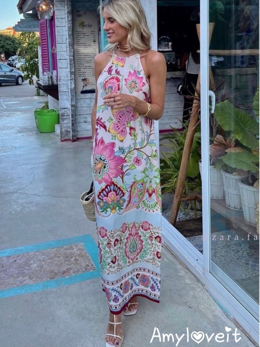 Zara Floral Print Maxi Shift Dress #96